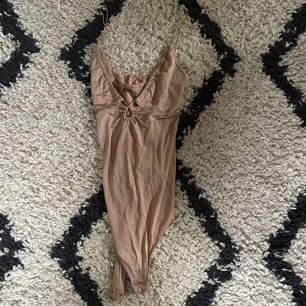 Free People Blush Bodysuit with Ruched Design